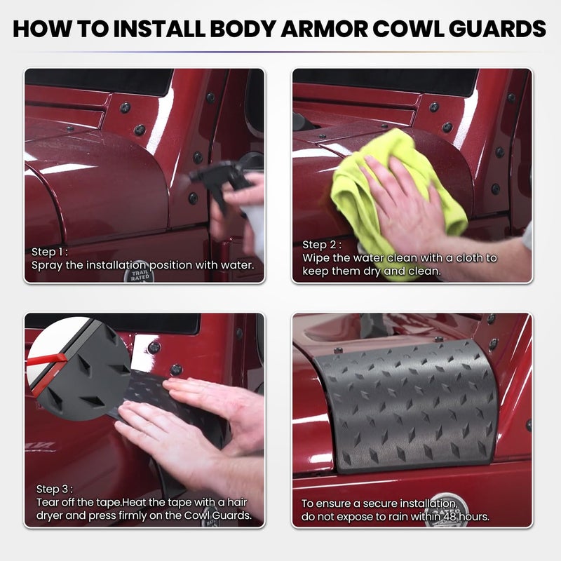 Danti Body Armor Outer Cowling Cover Corner Guard for Jeep Wrangler JK JKU Unlimited Rubicon Sahara X Off Road Sport 2007-2018 (2PCS,Black) - Image 3